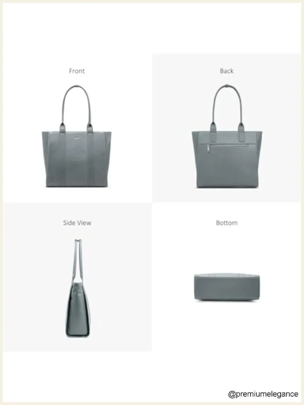Full-Grain Pebbled Genuine Leather Work Tote, 15.6